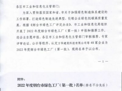 興業機械獲評2022年度煙台市綠色工(gōng)廠